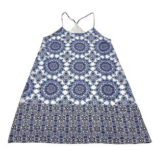 Everly  Blue and White Spaghetti Strap Dress Size Medium